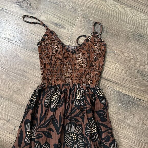 Free People Sweet Nothings Midi Dress in Brown Patina Combo - Picture 5 of 6